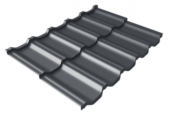 Металлочерепица модульная Квинта Uno Grand Line c 3D резом 0,5 Satin Мatt RAL 7024 мокрый асфальт купить в Волгограде