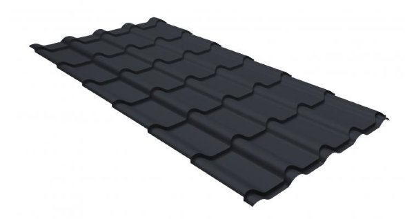 Металлочерепица камея GL 0,5 GreenCoat Pural RR 23 темно-серый (RAL 7024 мокрый асфальт) купить в Волгограде