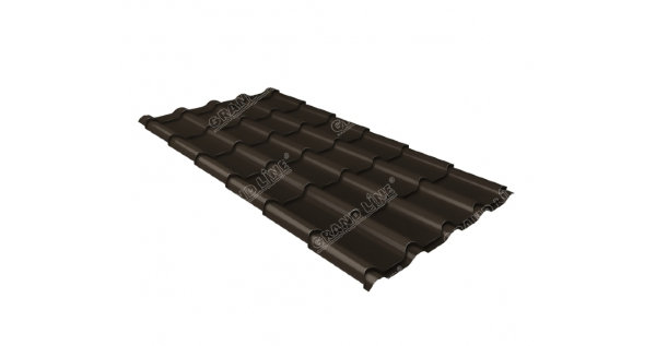 Металлочерепица камея GL 0,5 GreenCoat Pural RR 32 темно-коричневый (RAL 8019 серо-коричневый) купить в Волгограде