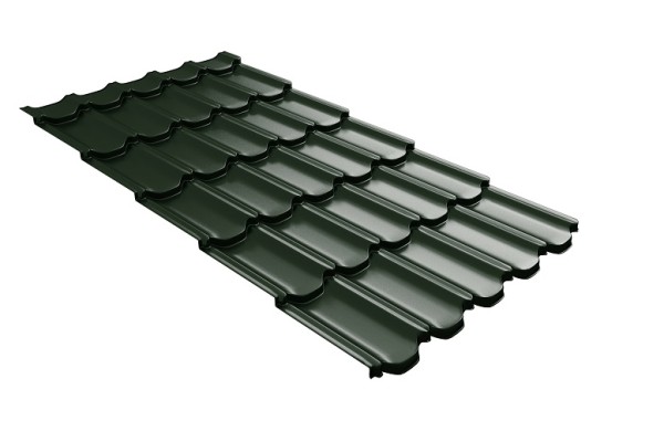 Металлочерепица квинта плюс с 3D резом 0,5 GreenСoat Pural Matt RR 11 темно-зеленый (RAL 6020 хромовая зелень) купить в Волгограде