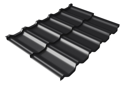 Металлочерепица модульная Квинта Uno Grand Line c 3D резом 0,5 GreenСoat Pural Matt RR 33 черный (RAL 9005 черный) купить в Волгограде