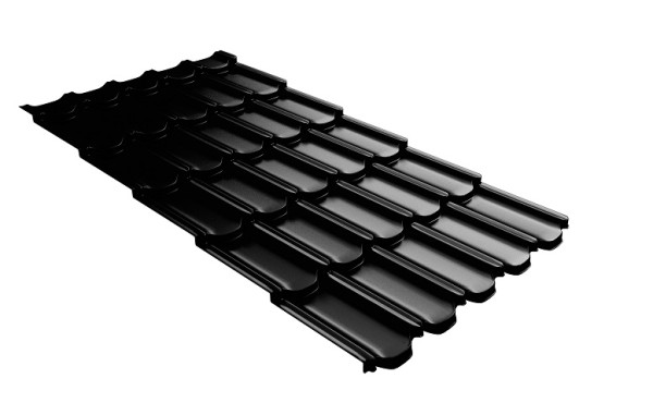 Металлочерепица квинта плюс с 3D резом 0,5 GreenСoat Pural Matt RR 33 черный (RAL 9005 черный) купить в Волгограде