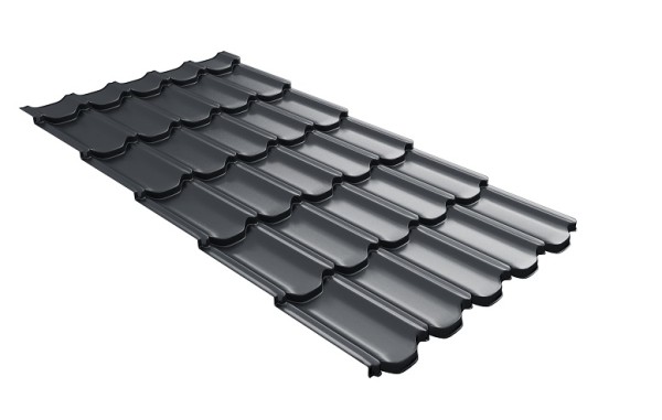 Металлочерепица квинта плюс с 3D резом 0,5 Quarzit PRO Matt RAL 7024 мокрый асфальт купить в Волгограде