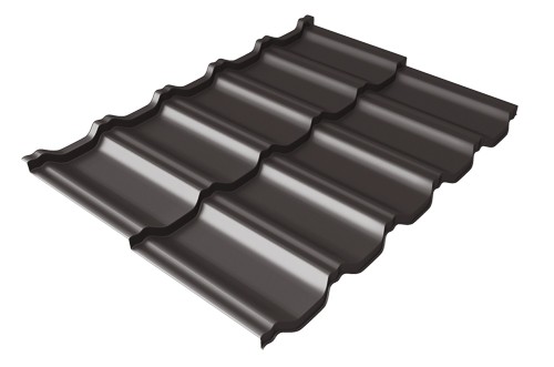 Металлочерепица модульная Квинта Uno Grand Line c 3D резом 0,5 GreenСoat Pural Matt RR 32 темно-коричневый (RAL 8019 серо-коричневый) купить в Волгограде