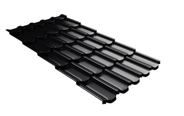 Металлочерепица квинта плюс с 3D резом 0,5 Satin Мatt RAL 9005 черный купить в Волгограде