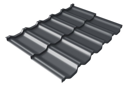 Металлочерепица модульная Квинта Uno Grand Line c 3D резом 0,5 Velur RAL 7024 мокрый асфальт купить в Волгограде