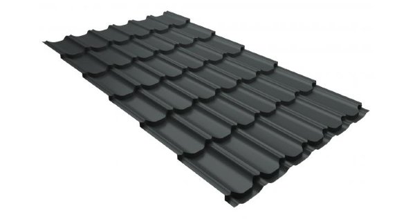 Металлочерепица квинта плюс 0,5 GreenCoat Pural RR 23 темно-серый (RAL 7024 мокрый асфальт) купить в Волгограде